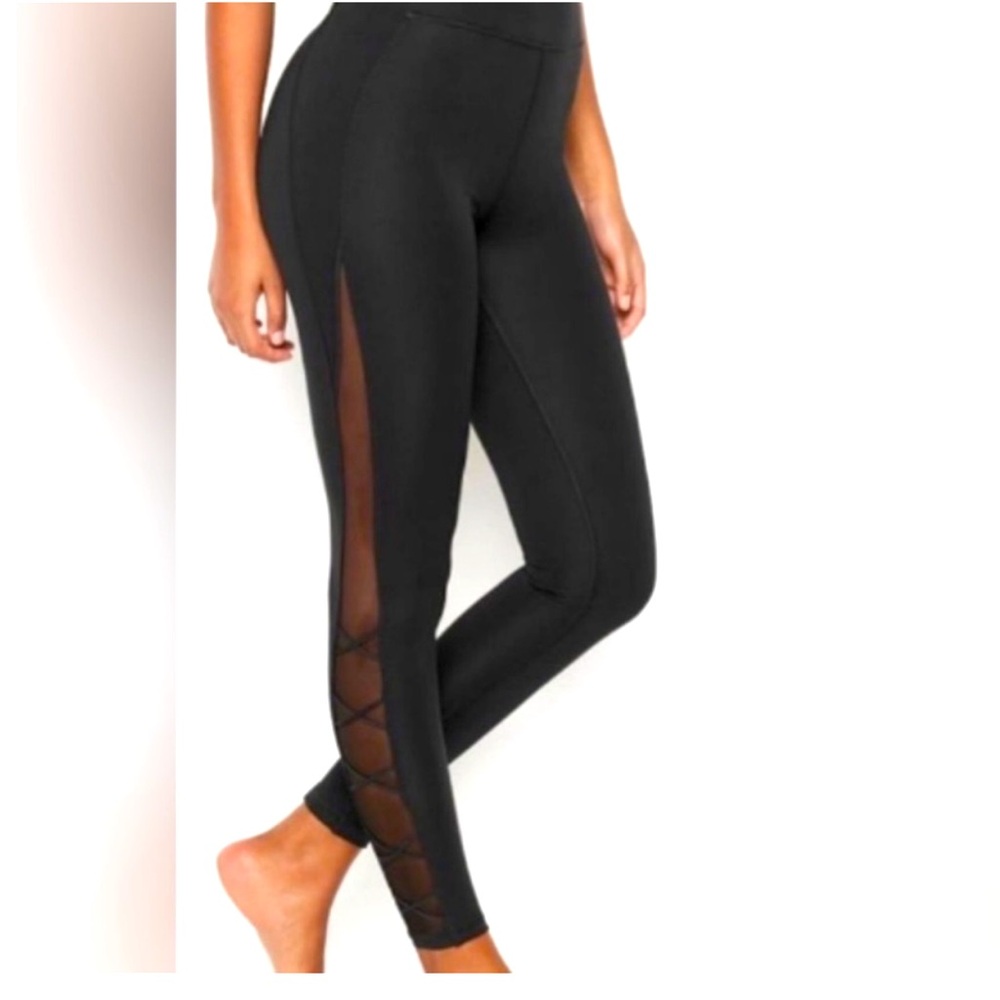 Victoria Secret Black Legging with Criss Cross Sheer Sides